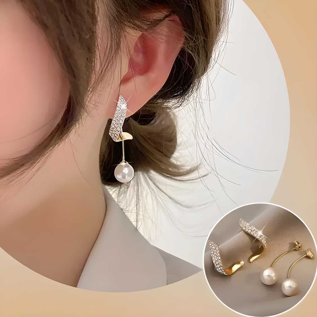 Korean Pearl Wing Stud Earrings 2 Pcs/Set