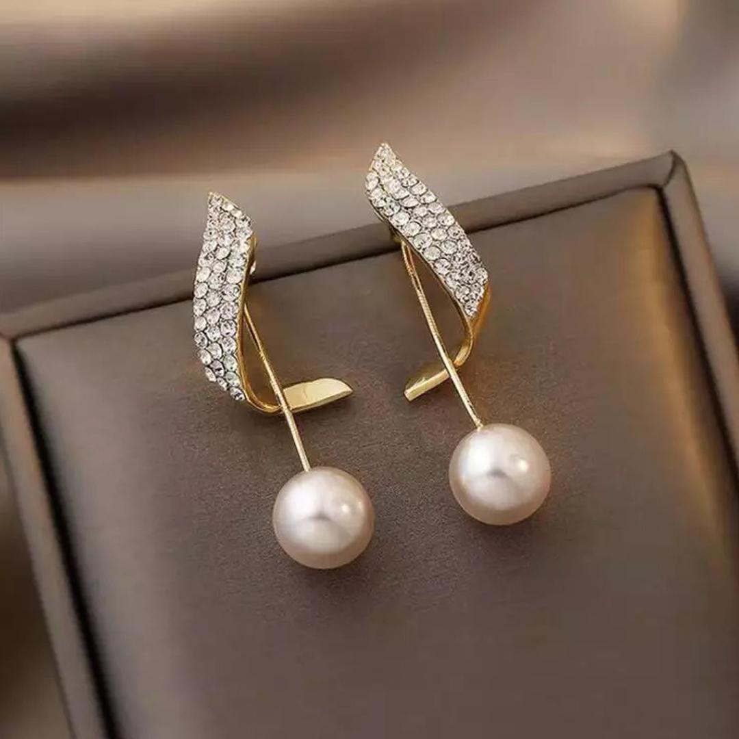 Korean Pearl Wing Stud Earrings 2 Pcs/Set