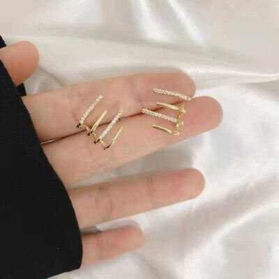 Korean Earrings Gold Plated Four Prong Stud