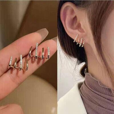 Korean Earrings Gold Plated Four Prong Stud