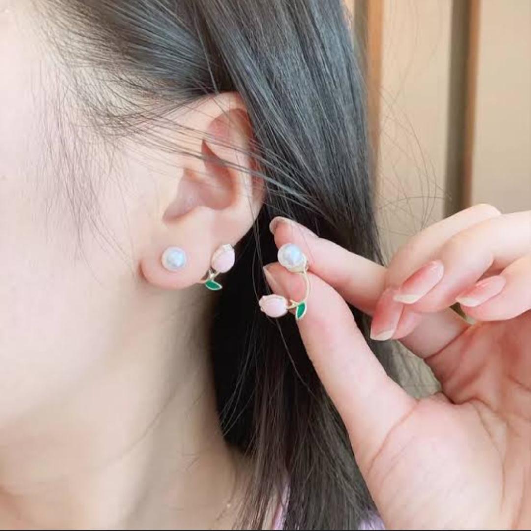 Korean Artificial Rose Stud Earrings For Women and Girls