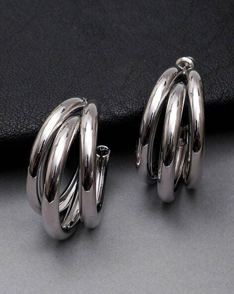 Silver plated Korean Trihoop Earrings For Women and Girls