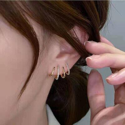 Korean Earrings Gold Plated Four Prong Stud