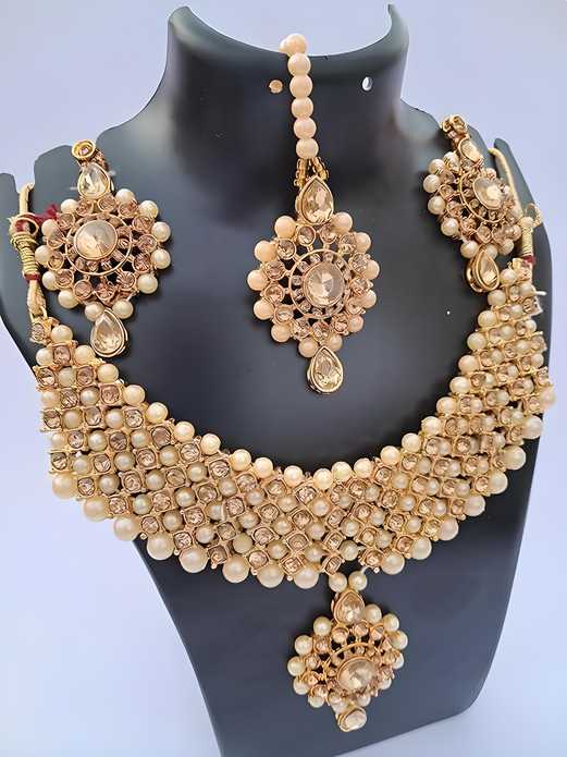 Gold Alloy - Plated Gold Jewellery Necklace Set